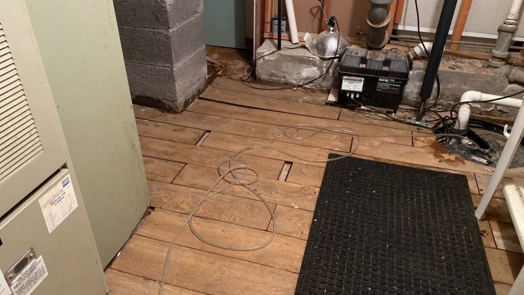 Basement flooded after severe storm damaged the surrounding area